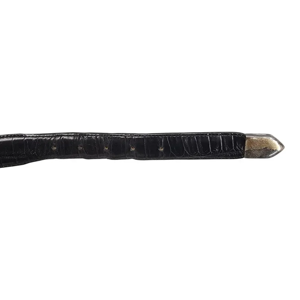 Vintage Brighton Onyx Mens Black Leather Belt Size 40 Croc Embossed USA Made
